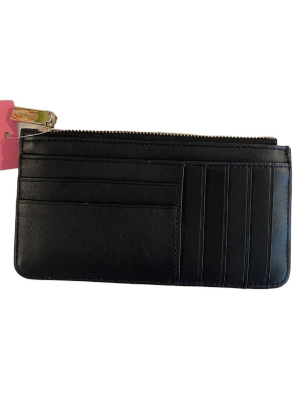 kate spade black quilted zip card wallet with gold-tone logo - Picture 2 of 3